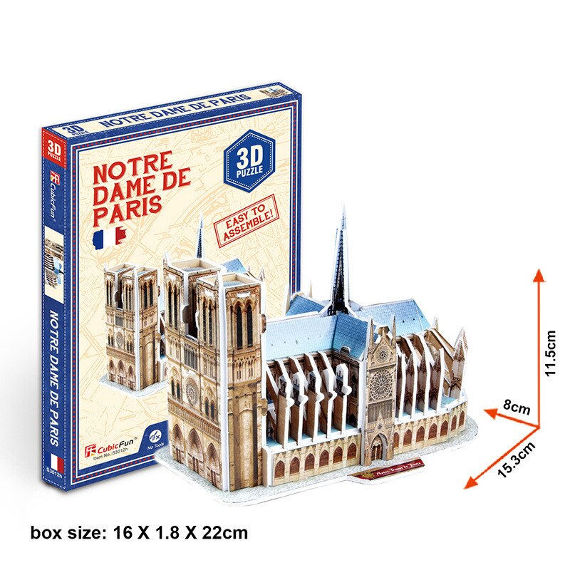 3D Puzzle di Carta Parola Edifici Famosi Torre Eiffel Puzzle Assemblato Modello FAI DA TE Giocattoli Educativi Per I Bambini Regali per Adulti: Notre Dame de Paris