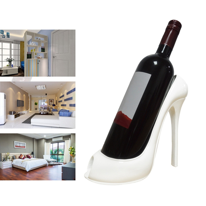 High Heel Shoe Wine Bottle Holder Stylish Wine Rack Basket Accessory for Home High-Heel Statue Sculptures Kitchen Bar Decor