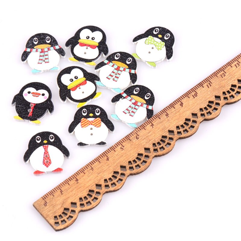 Botones planos decorativos de madera con forma de pingüino, botones artesanales para álbum de recortes, 25 uds., accesorios de costura, colores mezclados, M1680