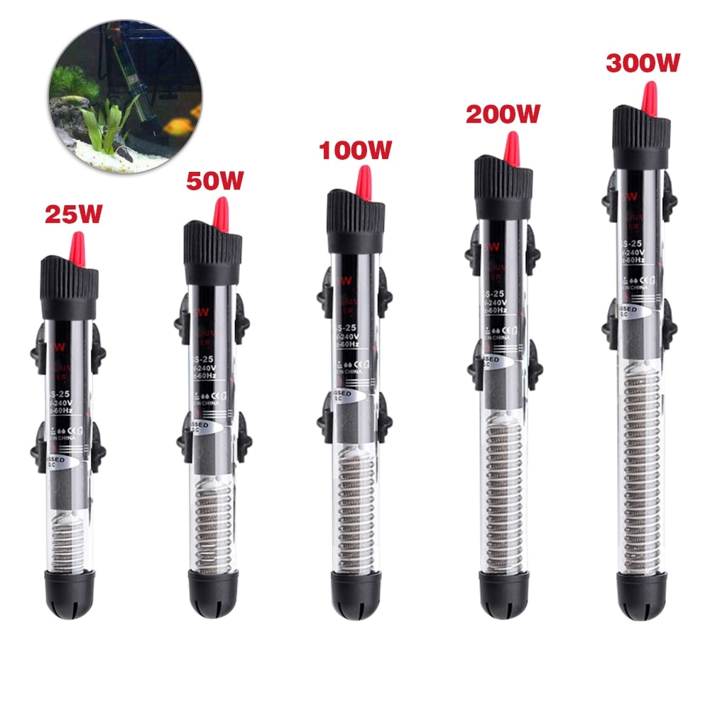 25W/50W/100W/200W/300W Aquarium Submersible Fish Tank Automatic Water Heater Constant Temperature Heating Rod EU Plug 7 #1#1