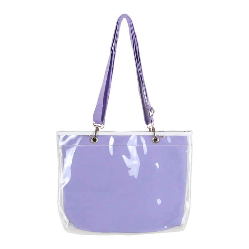 Double Sided Itabag Transparent Jelly Bags For Women Girls Clear PVC ita bag shoulder Itabag handbag Large capacity H211: purple