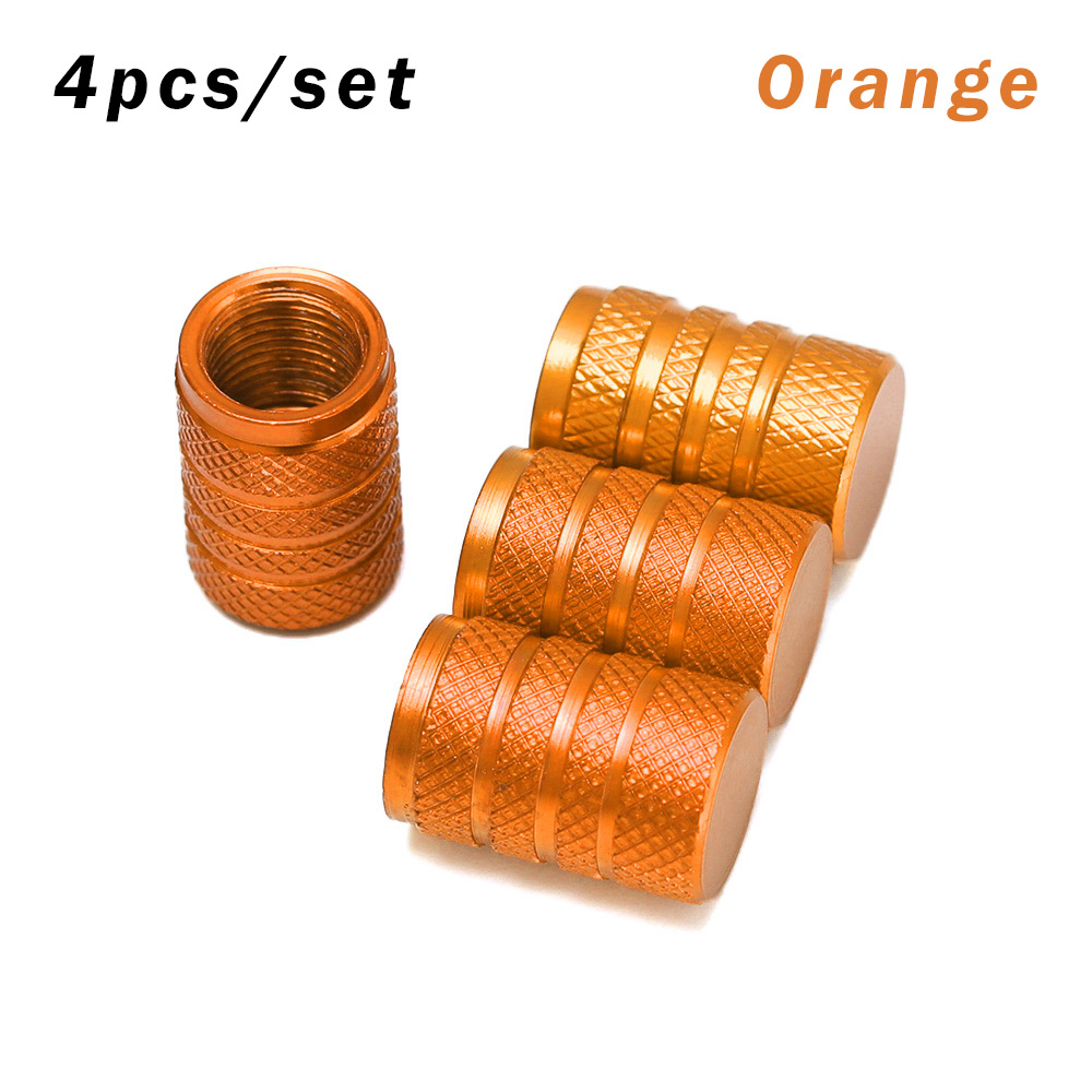 1/4Pcs Universal Dustproof Aluminium Alloy Bicycle Cap Wheel Tire Covered Car Truck Tube Tyre Bike Accessories: Orange