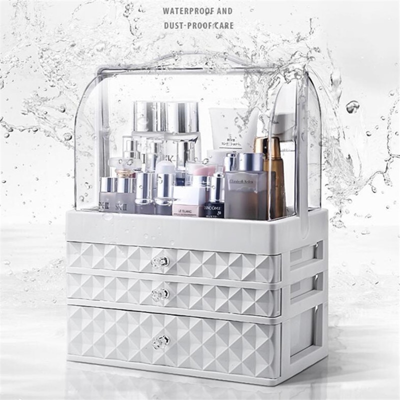 Organisateur de maquillage tendance grande capacité | Anti-poussière, boîte de rangement de cosmétiques, bureau beauté, tiroir de rangement