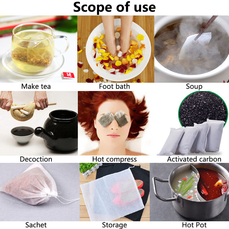 100 Pcs/Lot Disposable Tea Bags Empty Scented Tea Filter Bag With String Tie Heal Seal Paper Teabags For Herb Loose Tea Tools
