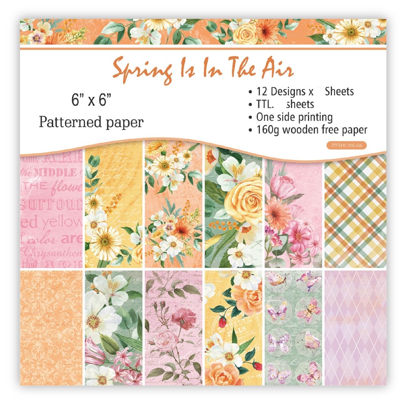 KLJUYP 12 hojas primavera libro de recortes de flores almohadillas papel Origami papel de fondo artístico tarjeta hacer manualidades de papel de álbum de recortes