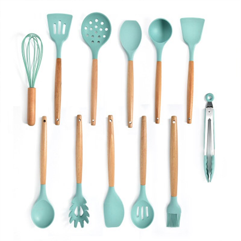 Green Silicone Kitchen Utensils Set Heat Resistant Nonstick Baking Cooking Tools 2/3/4/5/6/7/8/9 PCS Kitchenware Accessories
