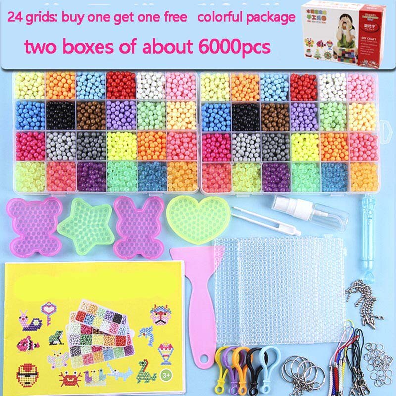 DIY Water Mist Magic Beads Toys For Children Animal Molds Hand Making Puzzle Kids Educational Toys Spell Replenish Beans: 6000pcs (have box)