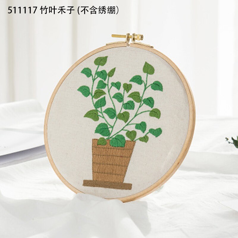 Kit de costura con patrones de plantas, Material de bordado artesanal, marco de bordado de aro, Kits de punto de cruz, pintura colgante hecha a mano, suministros de costura: 511117