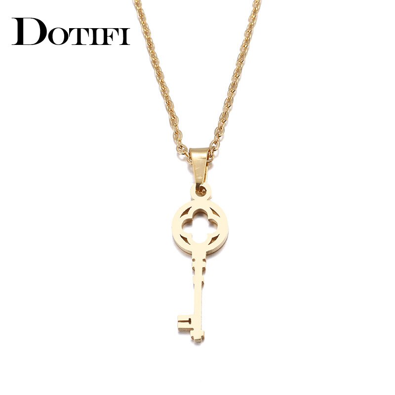 DOTIFI Stainless Steel Necklace For Women Lover's Key Pendant Clavicle Necklaces Valentine's Day Card Jewelry