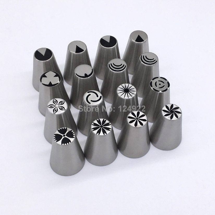 16 Stks/set Rvs Russische Tulp Icing Piping Nozzles Fondant Cake Decorating Tip Sets Gereedschap