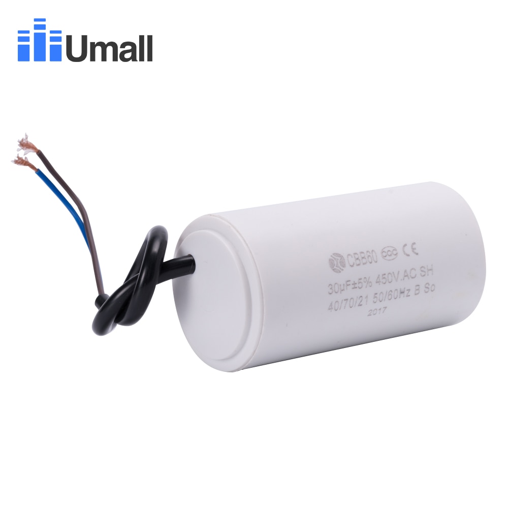CBB60 450V 30uF running motor start capacitor for electric machine two wires