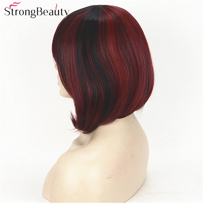 Strong Beauty Short Bob Style Synthetic Wigs Women's Red And Black Wig
