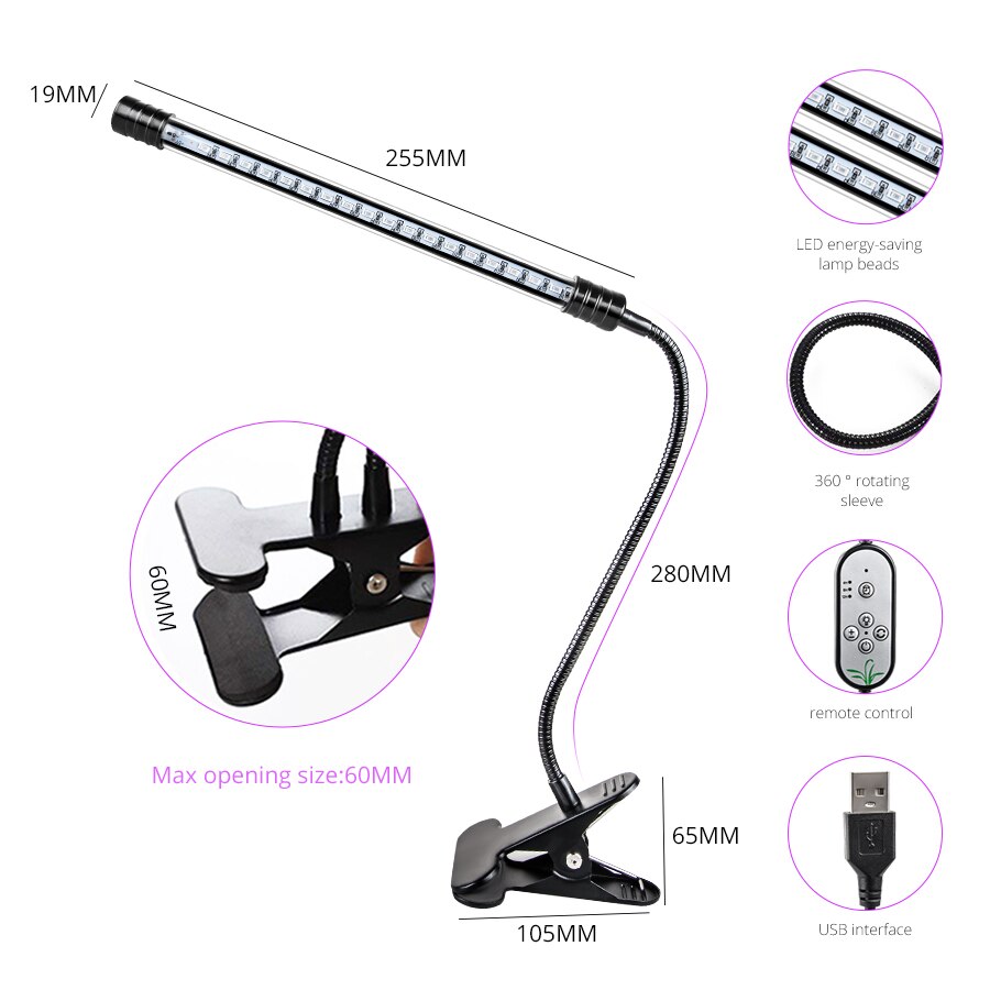 Ammtoo led vokse lys 5v usb led plantelamper fuldspektrum phyto lampe til indendørs grøntsag blomsterplanteplante fitolampy