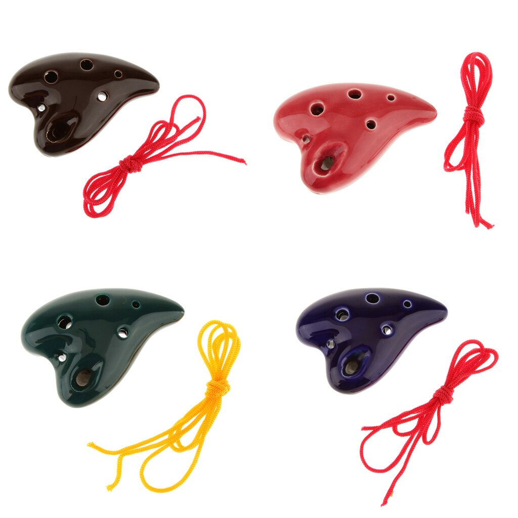 Portable Instrument Heart Shape 6 Holes Green Color Musical Ceramic Ocarina