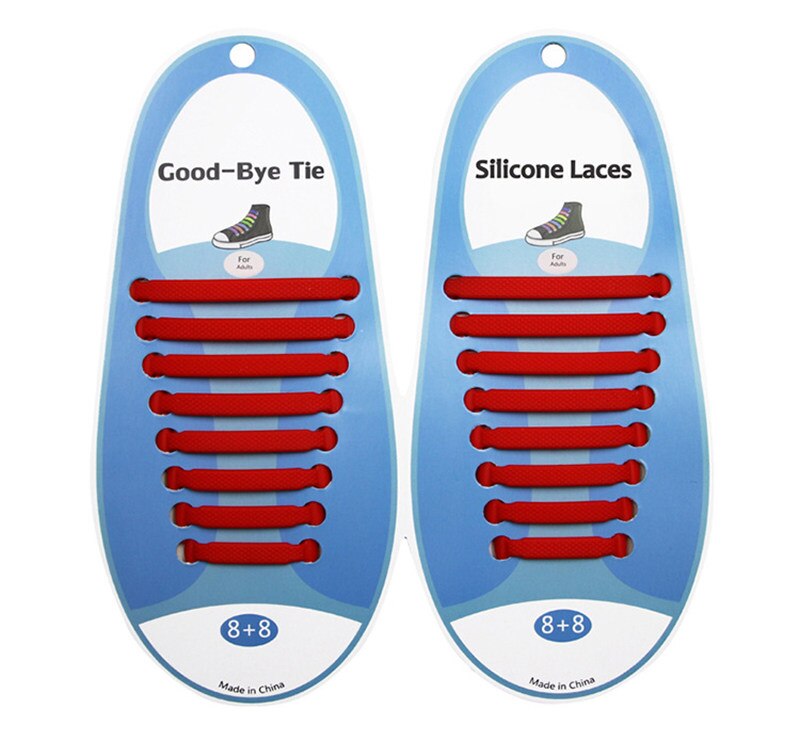 16 teile/satz Elastische Silikon Schnürsenkel Kreative Faul Silikon Laufende Keine Krawatte Gummi Spitze Schuhe Zubehör für mann frauen unisex: rot