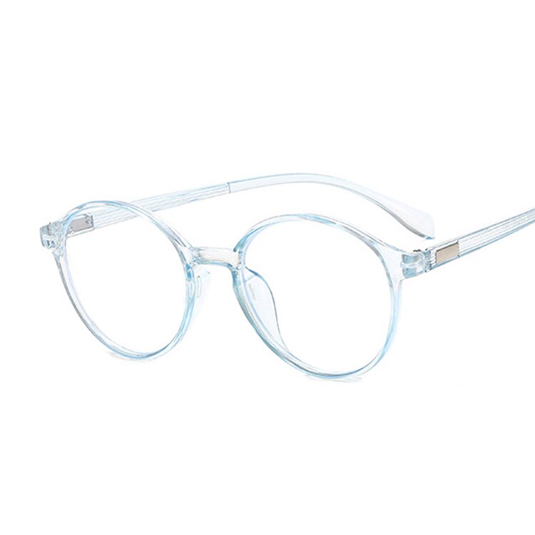 Cute Cat Eye Glasses Women Round Lens Optical Eyeglasses Transparent Plastic Frame Eyewear Anti Blue Comfort Spectacle: Trans Blue