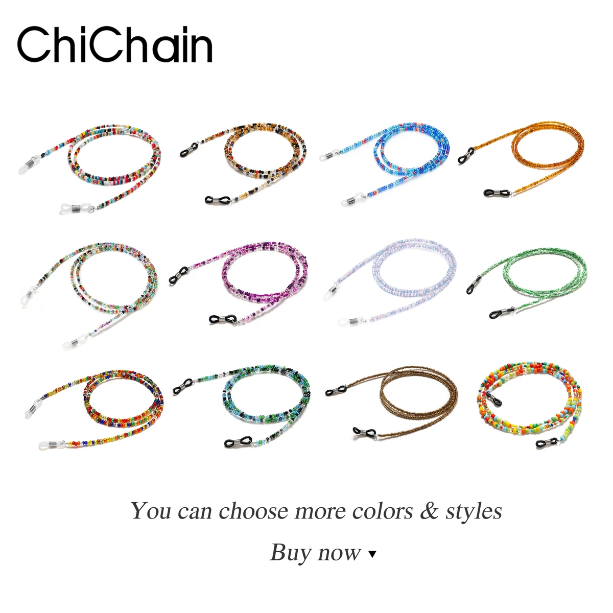 Chaînes de lunettes ornées de jolies perles colorées de supérieure pour femmes, sangles de support de lunettes, cordons de chaîne de lunettes