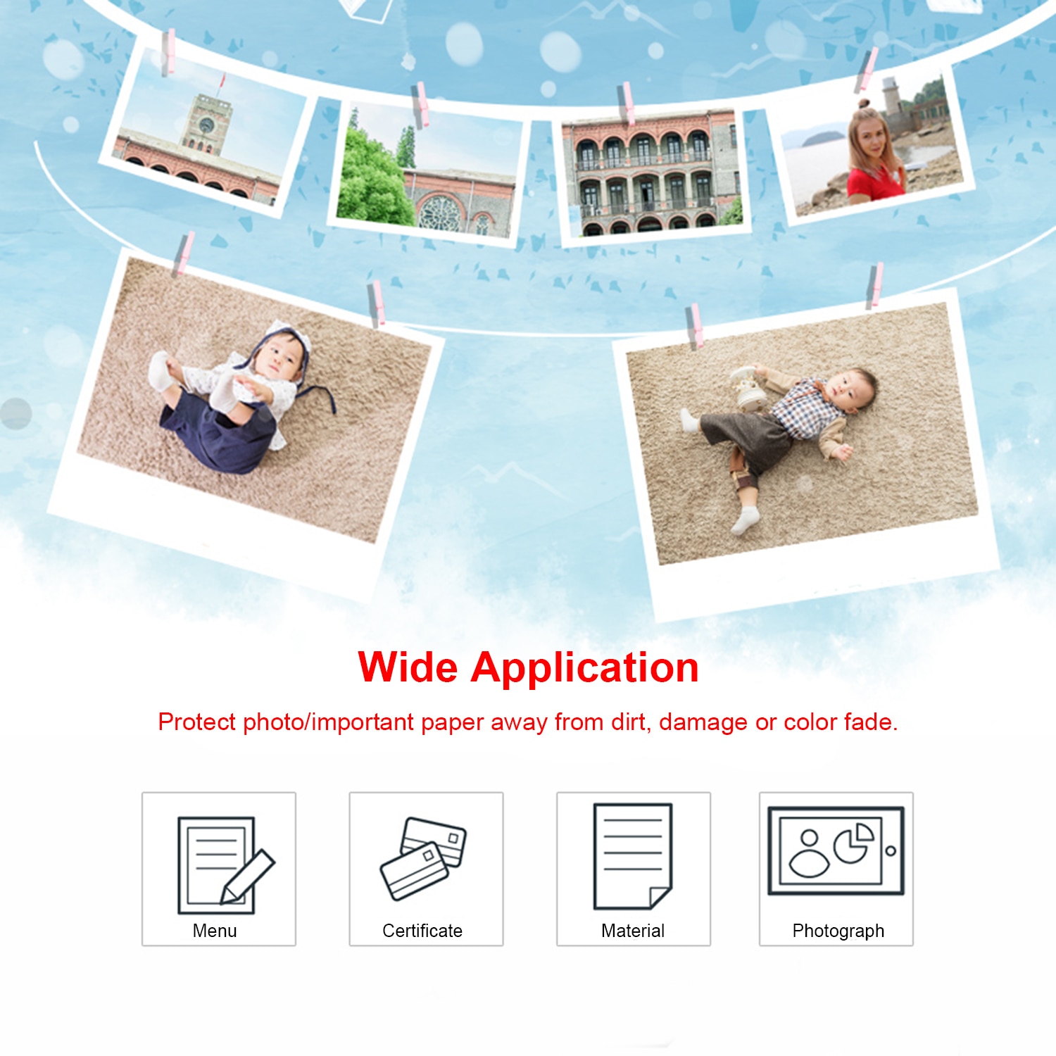 A4 Laminating Film Pouches Protection Sheet 3.9mil 100pc/set For Home Office Supply for Photo Paper Document Laminating