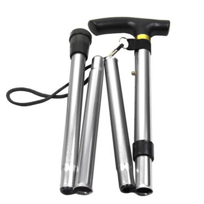 1PCS Portable Easy Folding Walking Stick Adjustable Aluminum Alloy Trekking Stick Mountaineering Hiking Telescopic Baton