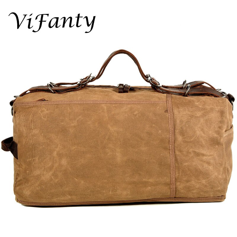 Waxed Canvas Water Resistant Travel Duffel Bag Overnight Weekend Bag