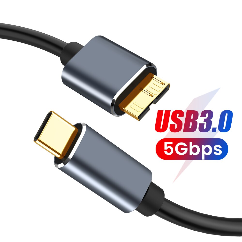 Micro B USB C 3.0 Cable Connector Quick Charging Type-C to USB 3.0 5Gbps External Hard Drive Disk Cable for Hard Drive Computer