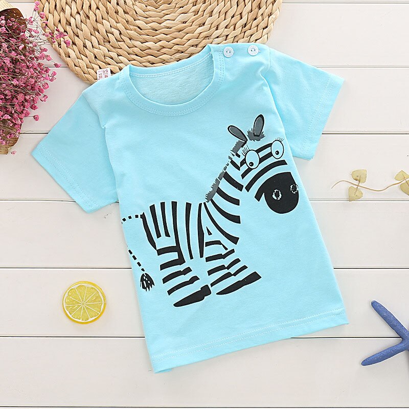 Kinderen Korte Mouwen T-shirt Voor Jongen/Meisjes 2-9 Jaar Tieners Kinderachtig Katoen Karakter Fishbone Zebra donkey Kids Tops Tee: Beige / 6