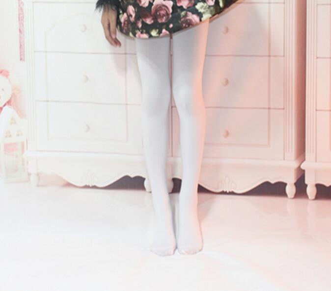 Jambières en velours blanc pour filles | Collants à haute élasticité pour enfants, collants de danse pour écolières, collection printemps/été: WHITE / S 3 to 5year