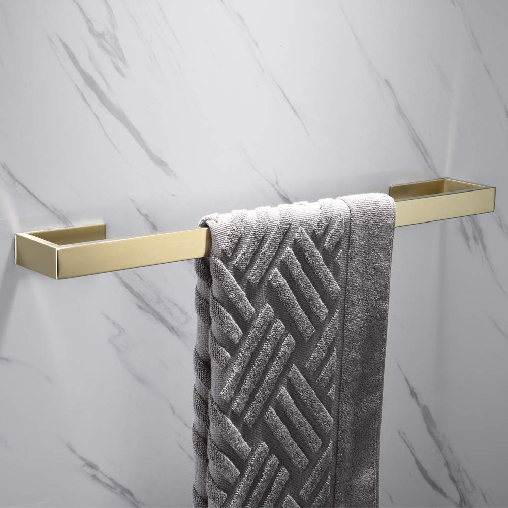 Luxury Clothes Hook, Paper Towel Holder, Towel Bracket and Towel Bar Economical 4-Piece Accessories Set Gold Brushed 3M Adhesive: towel bar