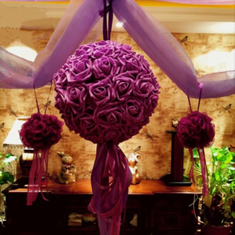 15cm Artificial Silk Flower Rose Balls Bouquet Centerpiece Pomander Party Wedding Centerpiece Decorations Artificial Flowers
