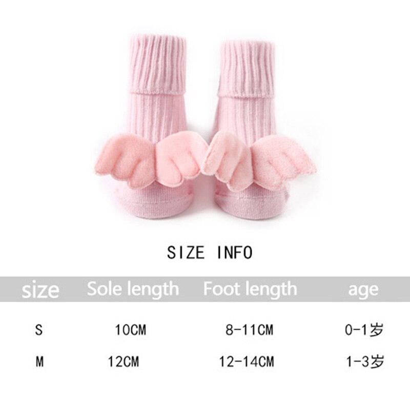 Calcetines de algodón suave para el invierno para bebés, alas angulares, antideslizantes, gruesos y cálidos