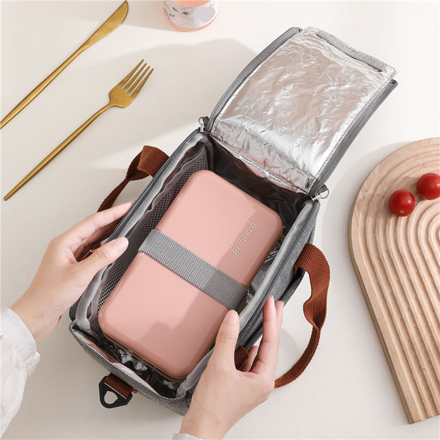 Przenośna torba na lunch do izolowanego termicznie pudełka na drugie śniadanie Tote Cooler Handbag Wodoodporna torba Bento Office Torby na ramię na żywność