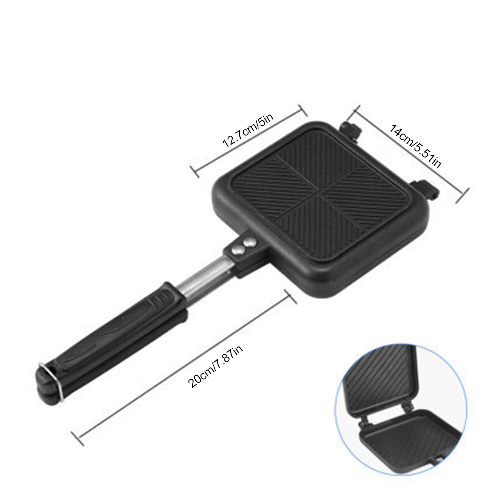Double-Sided Sandwich Pan Non-stick Foldable Grill Frying Pan for Bread Toast Breakfast Machine Waffle Pancake