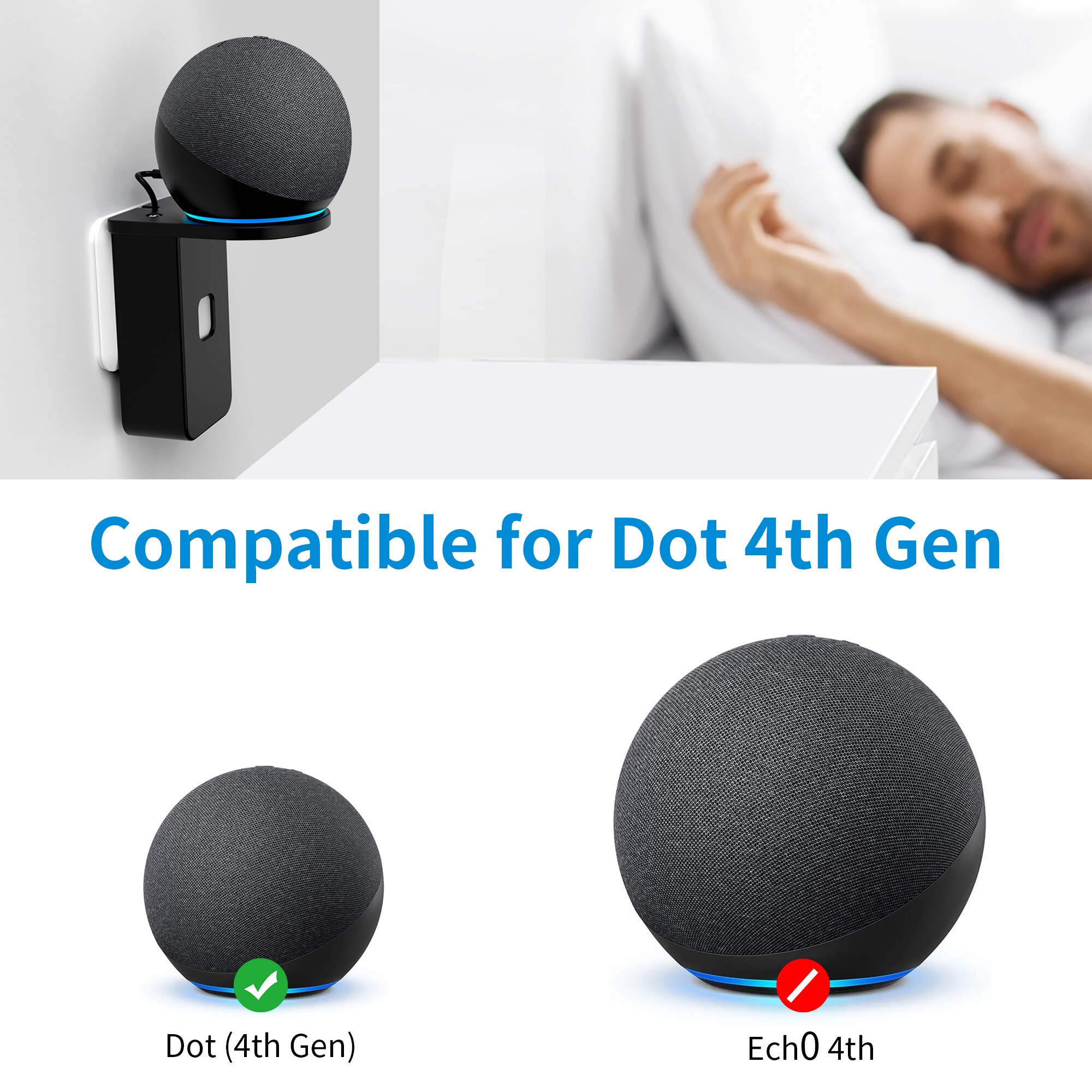 SPORTLINK Outlet Wall Bracket For Alexa Echo Dot 4th Generation Wall Mount Holder Stand Smart Speaker Shelf Space Saving Bedroom