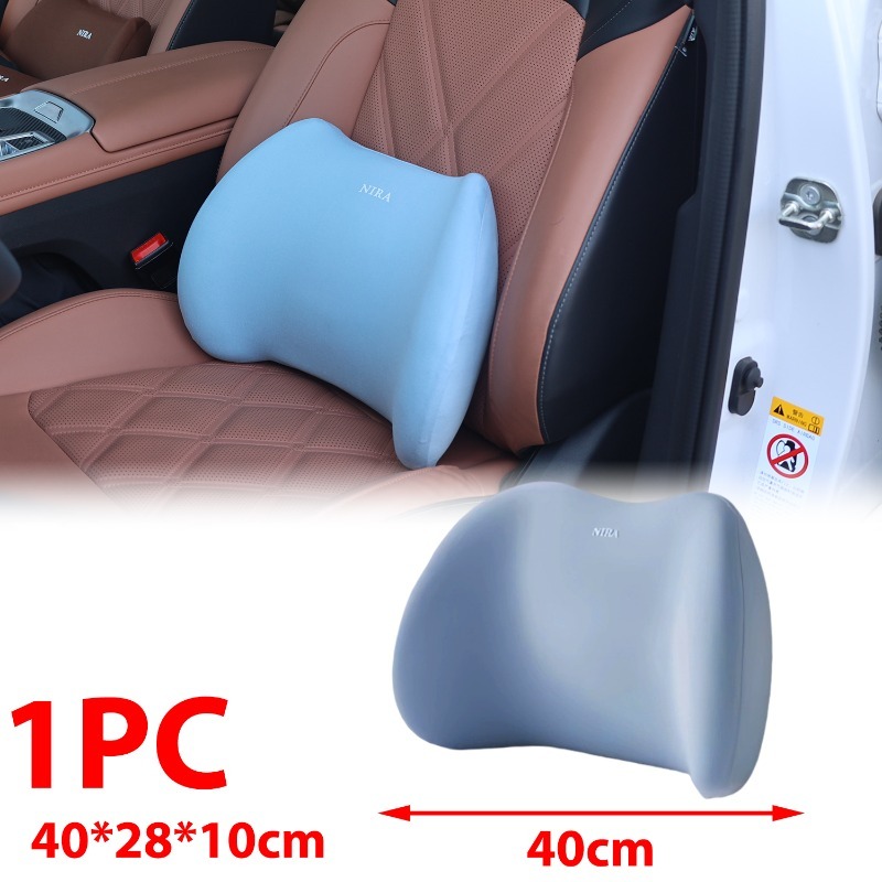 Juego de cojines de asiento de espuma viscoelástica para coche, reposacabezas y soporte de almohada Lumbar para comodidad de conducción, accesorios de cojín para el cuello trasero del coche: Azul