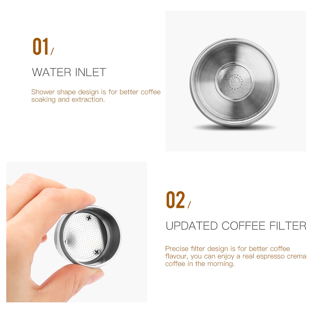 Icafilas genopfyldelig kapsel pod genanvendelig filterkop passer til illy xy type kaffemaskine metal rustfrit stål kaffekapsel