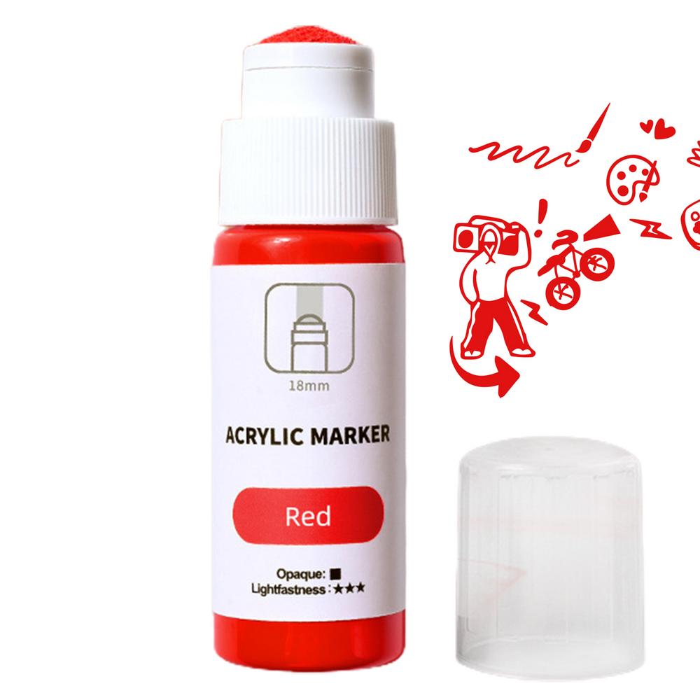 Rotuladores de pintura para grafiti, rotulador acrílico con punta de 18mm de secado rápido, permanente, fregona de 60ml, marcador para grafiti, resistente al agua y a la decoloración: Rojo