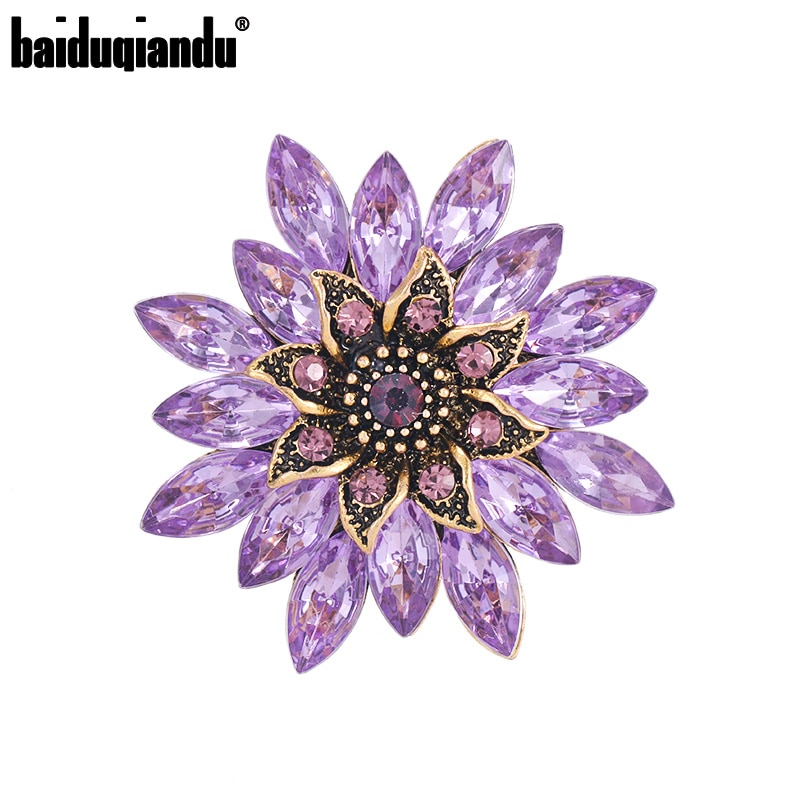 Baiduqiandu nova chegada cores sortidas cristal strass flor broche pinos moda vestido acessórios jóias para mulher