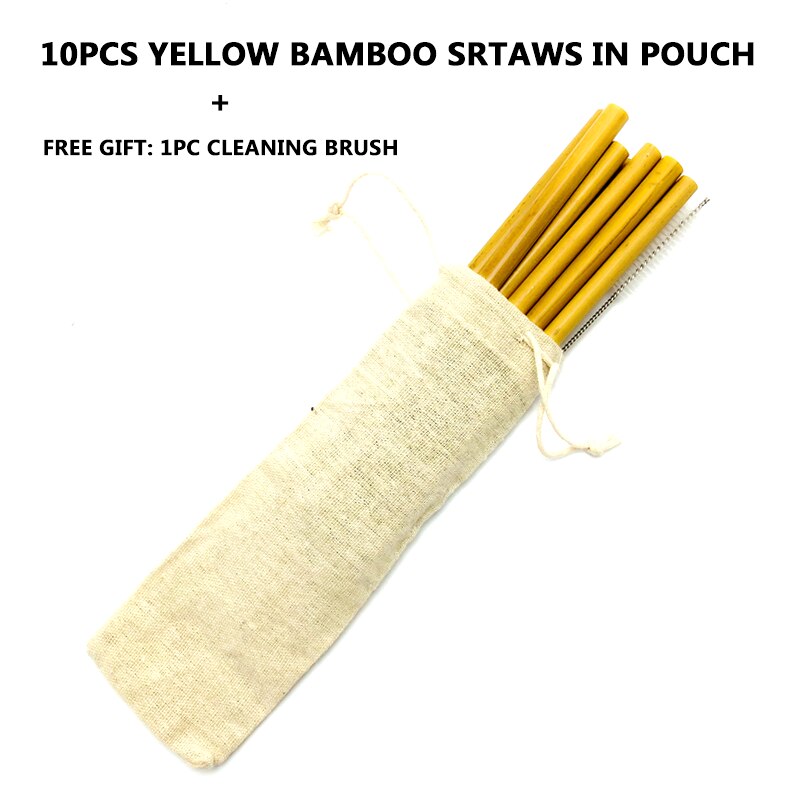 Natural Bamboo Drinking Straw Biodegradable Bamboo Straws Reusable Straw Travelling Set with Cleaning Brush Sugar Cane straw: 1165-C-1