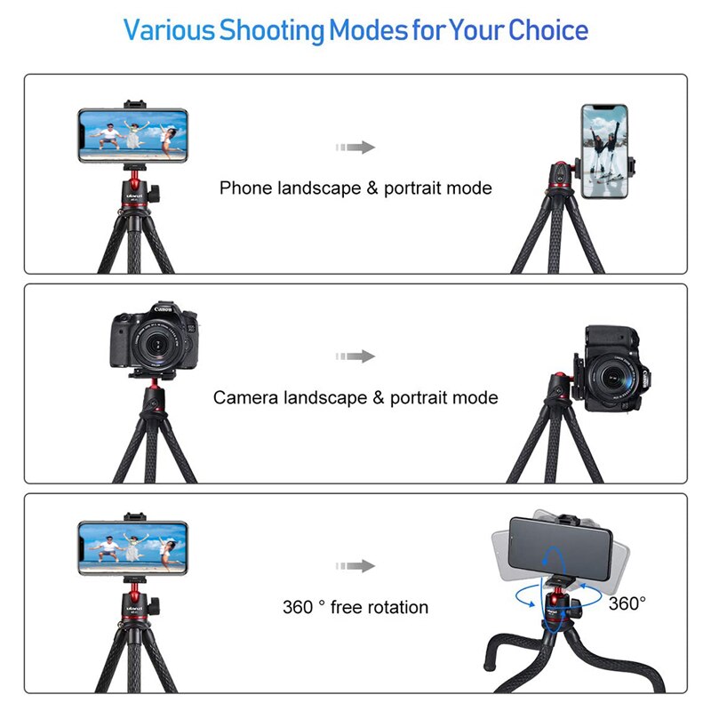 Ulanzi MT-11elastyczny statyw ośmiornica robić smartfona lustrzanka DSLR, statyw podróżny Vlog statyw 2 w 1