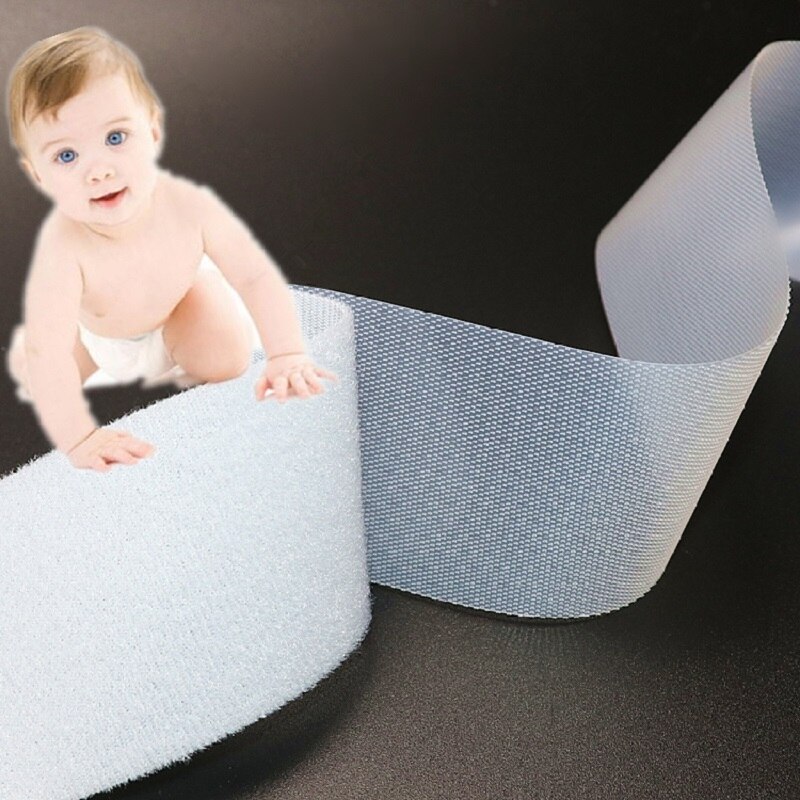 2.5cm Infant Diaper Velcros Sticke 2 Rolls Super Thin Soft Baby Loop and Hook Tapes Black White Kids Adhesive Fastener Tapes