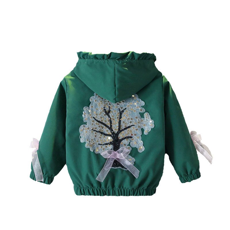 Veste fine et douce pour filles, manteau deux couleurs, arbre à paillettes, printemps été automne