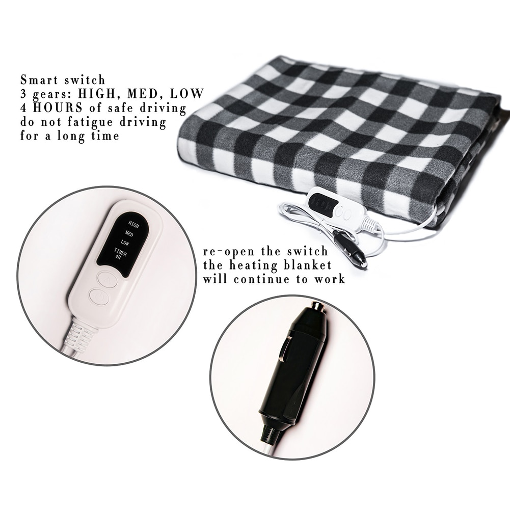 Couverture thermique de voiture 12V | À carreaux, chauffage de la température, pour voiture, avec contrôleur de température Intelligent