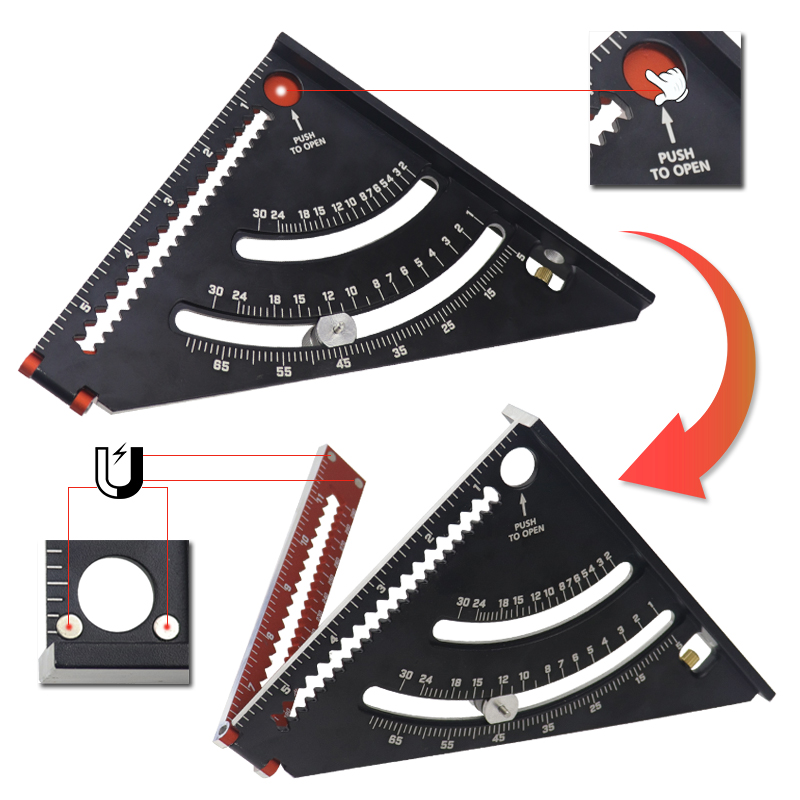 Multi-Function Folding Angle Ruler Triangle Ruler Square Angle Protractor Marking Gauge Miter Scriber Measuring Tools