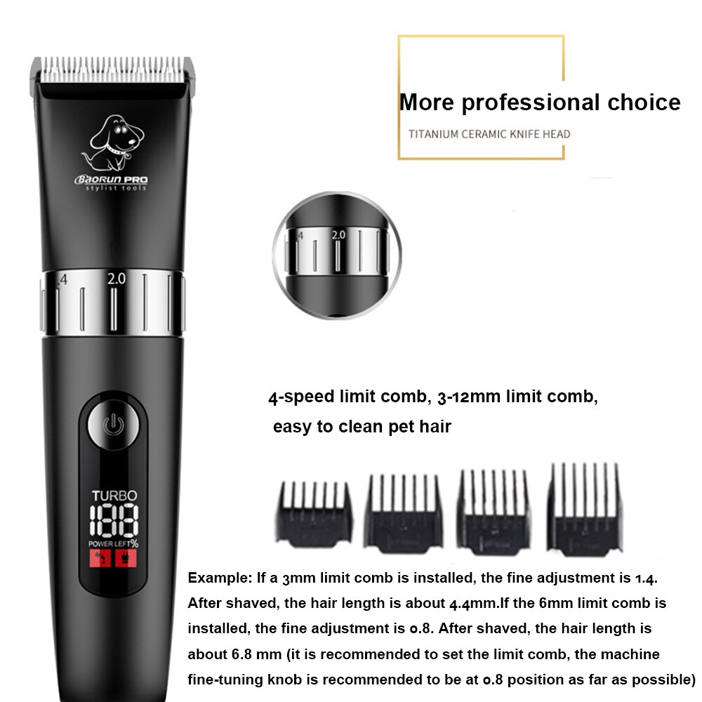 8W LCD Display Screen Waterproof Pet Hair Trimmer Animal Grooming Clippers Cat Cutter Machine Shaver Electric Scissor Clipper