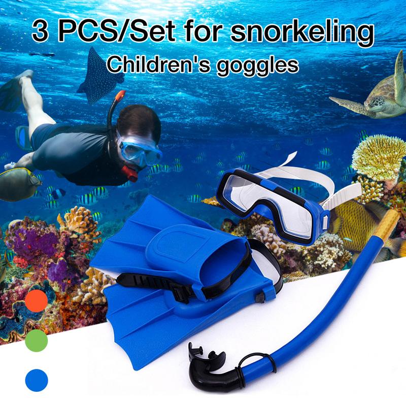 3Pcs Set Droge Type Snorkel Bril Duiken Bril Zwemmen Vinnen Voor Kinderen Kid Jongens En Meisjes