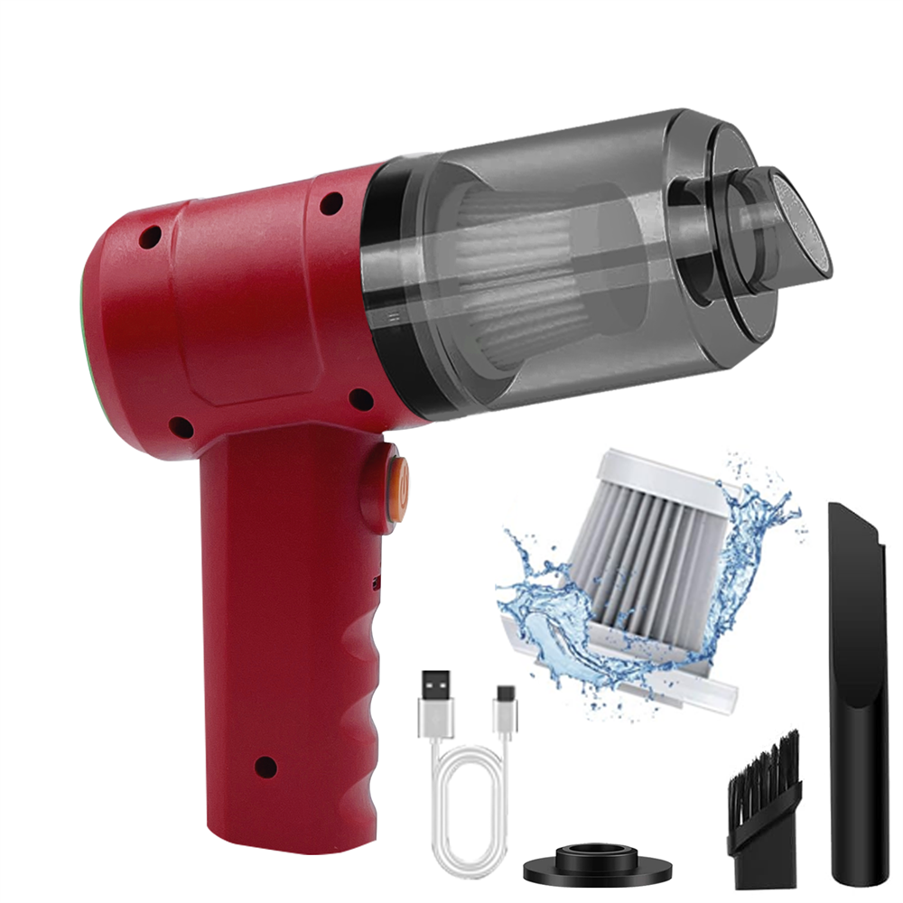 15000PA Compressed Air Dust Collector Handheld Vacuum Cordless High Power, Car Vacuum Cleaner Hairdryer Mini Portable: Red