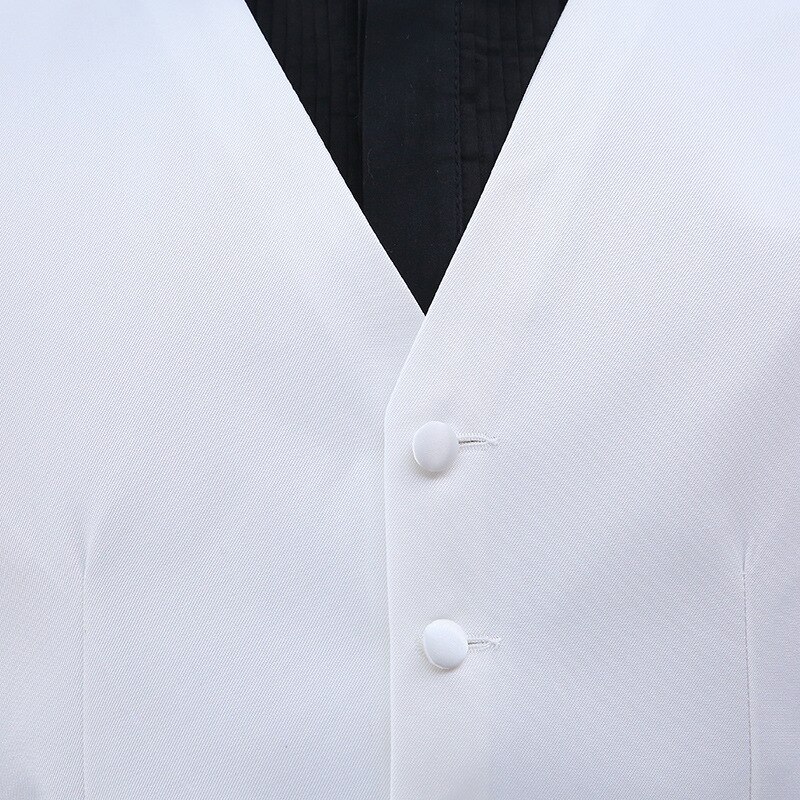 Gilet blanc décontracté pour homme, Gilet de travail, coupe cintrée, col en U, rétro, solide, de mariage