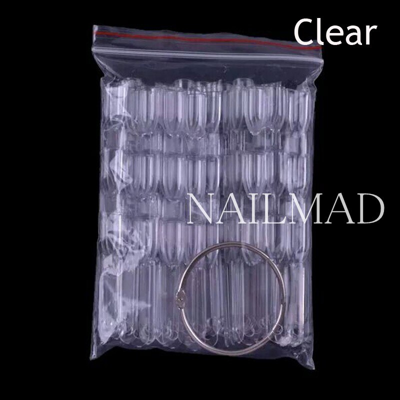 50 Stks/zak 3 in 1 Valse Nail Tip Stick Display Praktijk Tool Nagellak Swatchstick: Clear