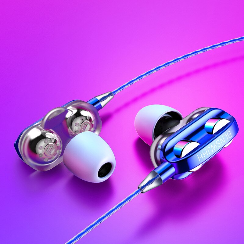 A6 Dual-action Quad-core Earplugs Wired Control Subwoofer Earphone Cable Suitable for Iphone Huawei Vivo Mobile Phone: E02000203-upgrade4