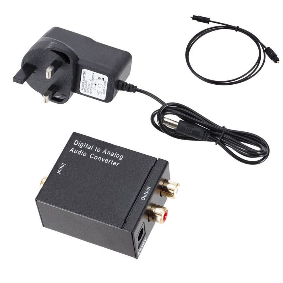 Digitaal Naar Analoog Audio Converter Digital Optical Fiber Toslink Coax Naar Analoog Rca L/R Audio Converter Adapter Versterker: UK plug